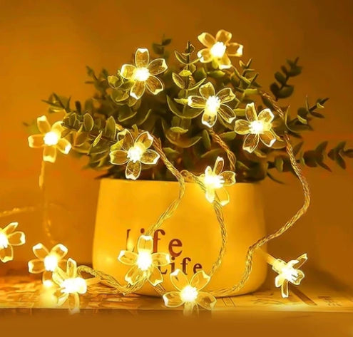 Silicone Flower LED String Fairy Lights Outdoor & Indoor For Home Decoration (Warm White)